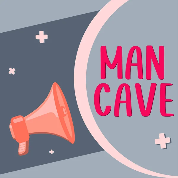 文字标志 显示男子洞穴 概念性照片 空间或为男子保留的房屋面积 — 图库照片