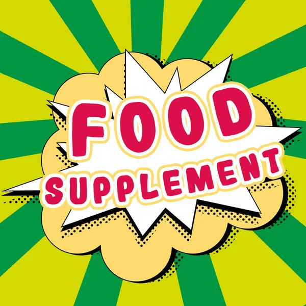 Inspiratie Uithangbord Voedingssupplement Bedrijfsoverzicht Voorwaarden Praktijken Die Kwaliteit Van Voedsel — Stockfoto