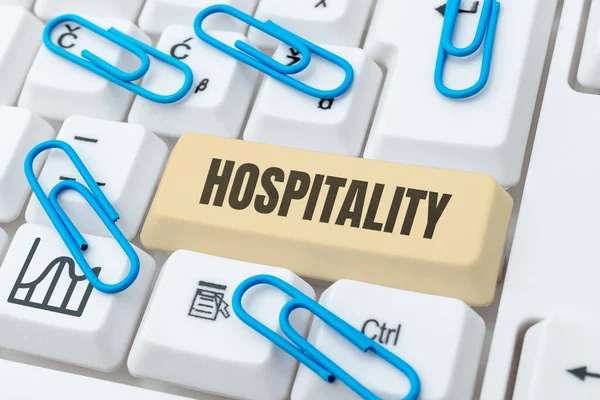 Handwriting Text Hospitality Business Showcase Friendly Generous Reception Entertainment Guests — Zdjęcie stockowe