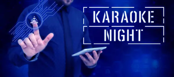 Inspiración Mostrando Signo Karaoke Night Business Approach Entretenimiento Cantando Música —  Fotos de Stock