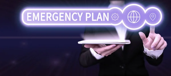 Text Caption Presenting Emergency Plan Business Concept Procedures Response Major — Stock Photo, Image
