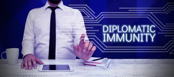 Conceptuele Bijschrift Diplomatieke Immuniteit Zakelijke Aanpak Recht Dat Buitenlandse Diplomaten — Stockfoto