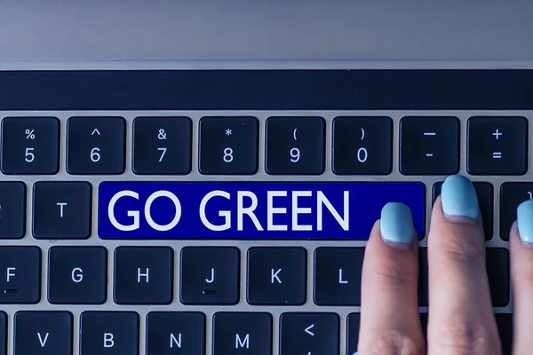 Text Showing Inspiration Green Word Written Making More Environmentally Friendly — Foto de Stock