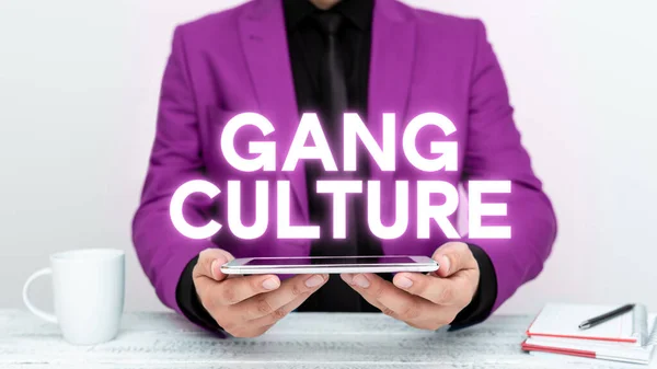Konceptuell Bildtext Gang Kultur Word Skrivet Särskild Organisation Brottslingar Eller — Stockfoto