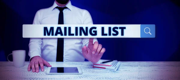 Konceptuální Titulek Mailing List Konceptuální Foto Seznam Lidí Kteří Přihlásí — Stock fotografie