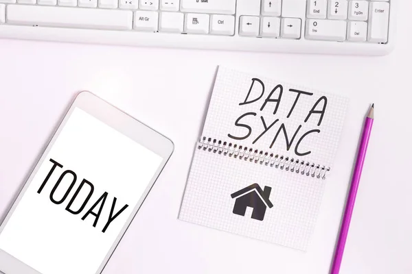 Inspiratie Toont Teken Data Sync Business Concept Data Die Continu — Stockfoto