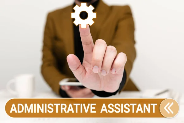 Znak Tekstowy Pokazujący Asystenta Administracyjnego Pomysł Biznes Administracja Wsparcie Specjalistyczne — Zdjęcie stockowe
