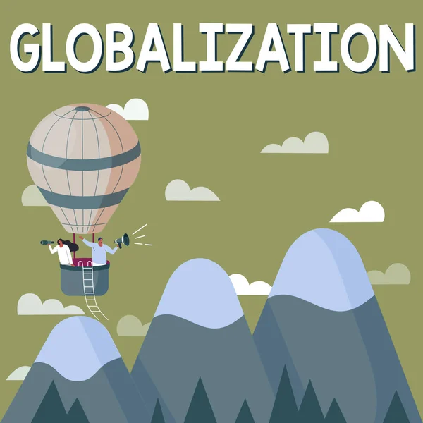 Sinal Escrita Mão Globalização Desenvolvimento Uma Economia Global Cada Vez — Fotografia de Stock