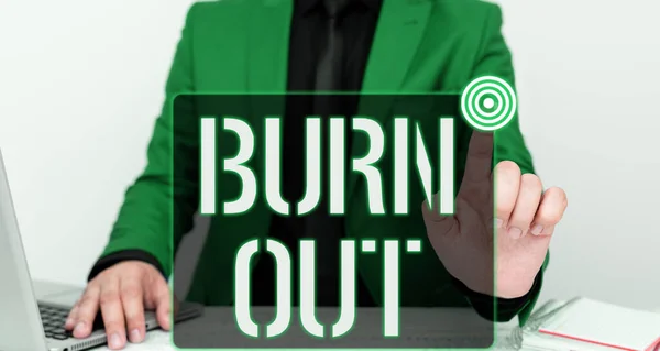 Hand Writing Sign Burn Out Business Concept Αίσθημα Σωματικής Και — Φωτογραφία Αρχείου