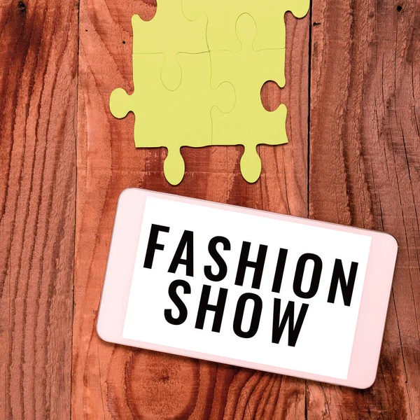 ファッションショーを紹介するテキストキャプション 衣類や外観のスタイルを含むビジネスアイデア展 — ストック写真