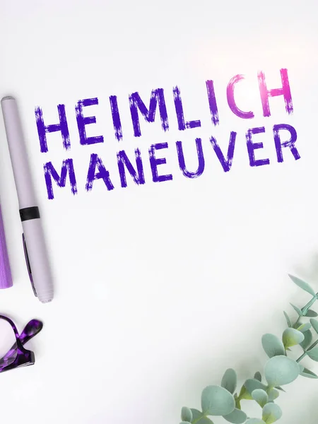 Text Sign Showing Heimlich Maneuver Business Showcase Application Upward Pressure — Stockfoto
