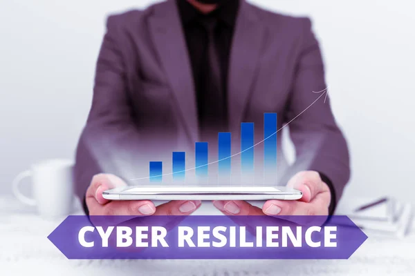 Sign Exibindo Cyber Resilience Medida Abordagem Negócios Quão Bem Uma — Fotografia de Stock