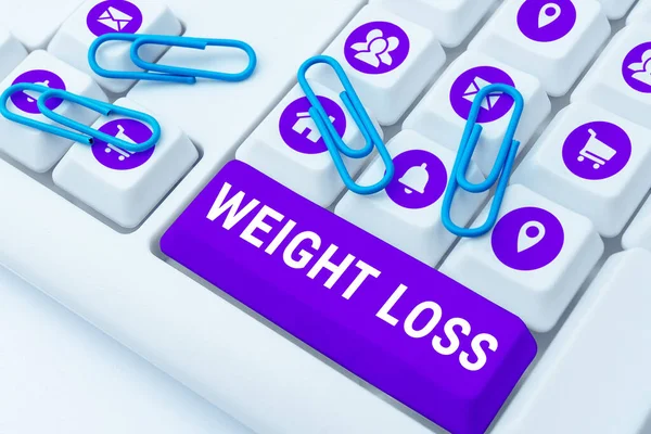 Bildunterschrift Gewichtsverlust Wort Für Verringerung Der Körperflüssigkeit Muskelmasse Reduzieren Fett — Stockfoto
