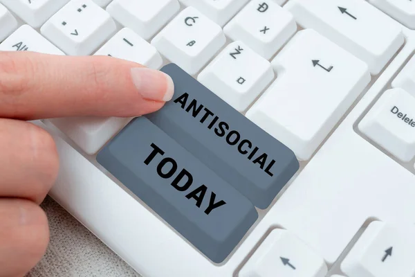Hand Writing Sign Antisocial Business Approach Hostile Harmful Organized Society — Stock Photo, Image