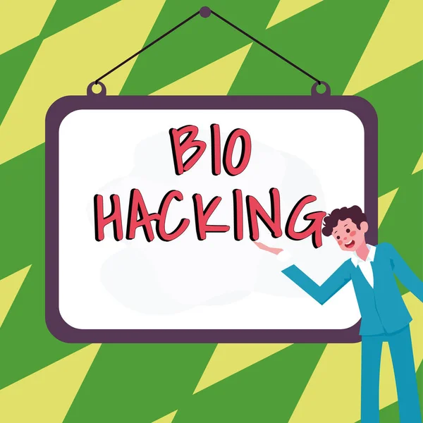 Inspiration Zeigt Zeichen Von Bio Hacking Wort Für Die Experimentelle — Stockfoto