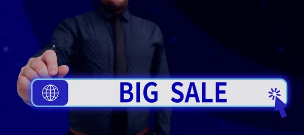 Знак Отображения Big Sale Business Showcase Putting Products High Discount — стоковое фото