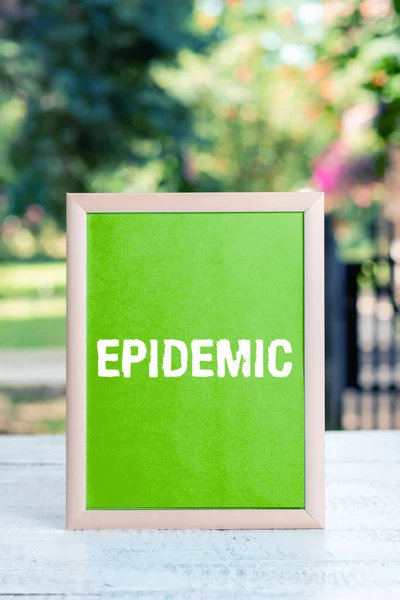 Escrever Exibindo Texto Epidemia Palavra Para Ocorrência Generalizada Uma Doença — Fotografia de Stock