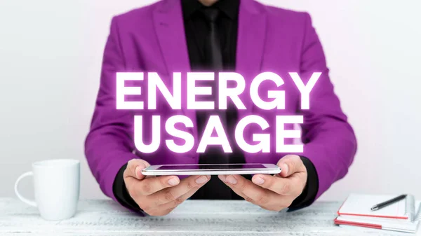 Sinal Escrita Manual Uso Energia Conceito Internet Quantidade Energia Consumida — Fotografia de Stock
