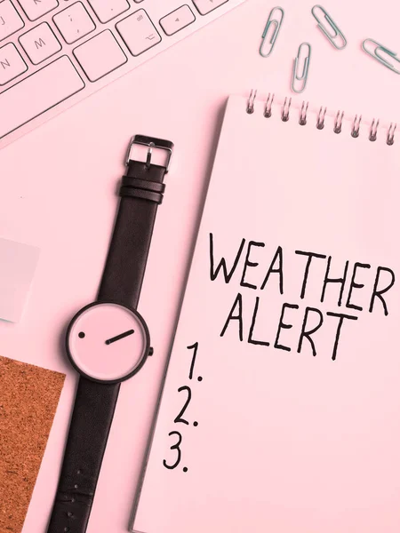Legenda Conceitual Weather Alert Business Conceito Alerta Urgente Sobre Estado — Fotografia de Stock