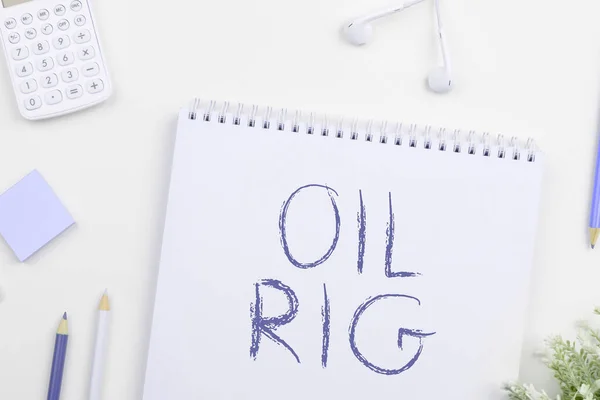 Inspiratie Uithangbord Oil Rig Business Aanpak Grote Structuur Met Apparatuur — Stockfoto
