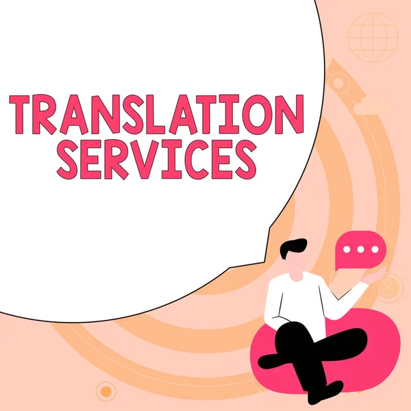Podpis Tekstowy Prezentujący Usługi Tłumaczeniowe Organizacja Przeglądu Biznesu Które Zapewniają — Zdjęcie stockowe