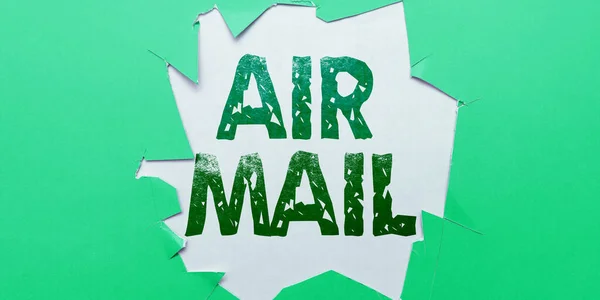 Conceptual Caption Air Mail Business Showcase Bags Letters Packages Transported — Stock Photo, Image