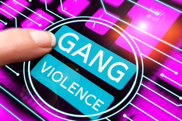 Legenda Texto Apresentando Violência Gangues Panorama Negócios Violação Das Leis — Fotografia de Stock