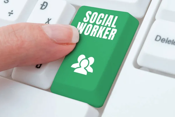 Text Der Inspiration Zeigt Sozialarbeiter Internet Konzept Unterstützung Von Staatsbediensteten — Stockfoto