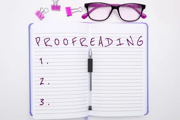 Sign Displaying Proofreading Conceptual Photo Act Reading Marking Spelling Grammar — Stockfoto
