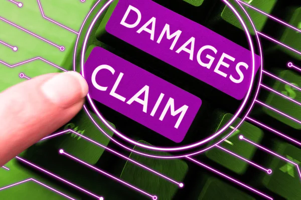 Writing Displaying Text Damages Claim Business Idea Demand Compensation Litigate — Stock Photo, Image