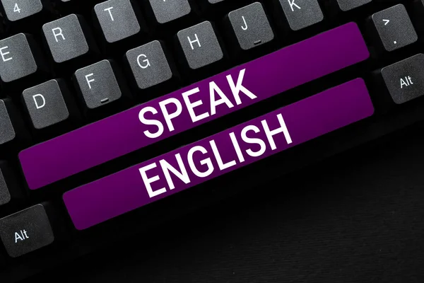 インスピレーションを示すテキスト英語を話す 概念的意味別の外国語を勉強するオンライン言語コース — ストック写真