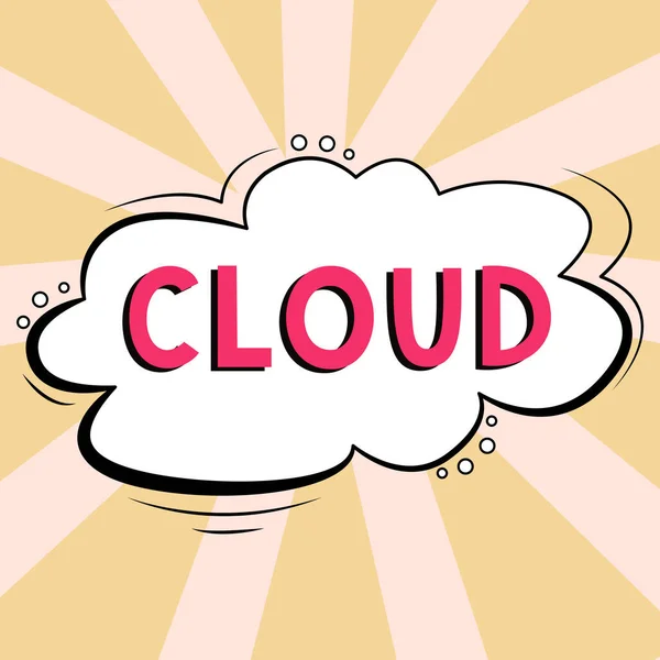 手書きテキスト雲 大気中に浮遊する凝縮水蒸気の目に見える質量を意味する概念 — ストック写真
