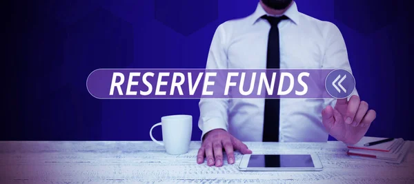 Psaní Textu Reserve Funds Internet Concept Money Released Bank Zálohování — Stock fotografie
