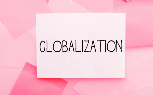 Sign Displaying Globalization Word Development Increasingly Integrated Global Economy Marked — Fotografia de Stock