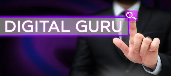 Text Caption Presenting Digital Guru Word Written Teacher Intellectual Guide — Stockfoto