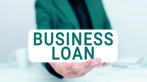 Sign Displaying Business Loan Word Written Credit Mortgage Financial Assistance — Stock Photo, Image