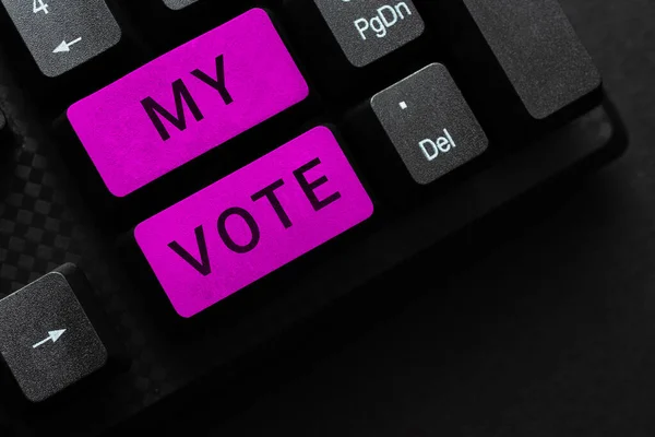 Концептуальная Подпись Vote Concept Meaning Act Showing Your Choice Opinion — стоковое фото