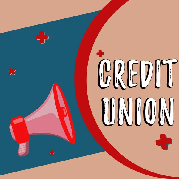 Texto Manuscrito Credit Union Word Cooperative Association Makes Small Loans — Fotografia de Stock