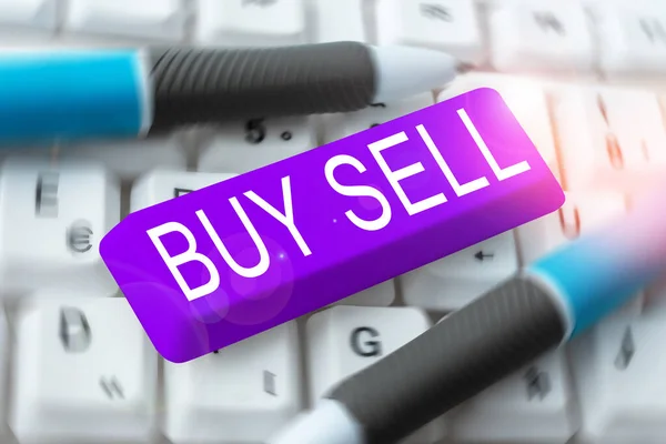 Inspiration Showing Sign Buy Sell Business Overview Buying Selling Goods — Stock Photo, Image