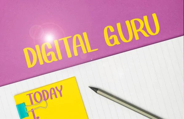 Skriva Visa Text Digital Guru Begreppet Lärare Och Intellektuell Guide — Stockfoto