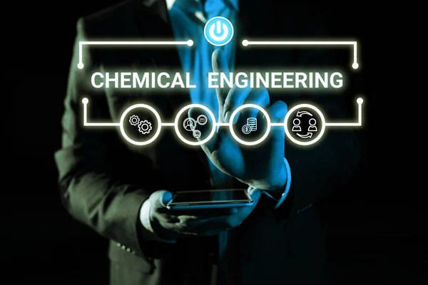 Sinal Texto Mostrando Engenharia Química Vitrine Negócios Desenvolvendo Coisas Que — Fotografia de Stock