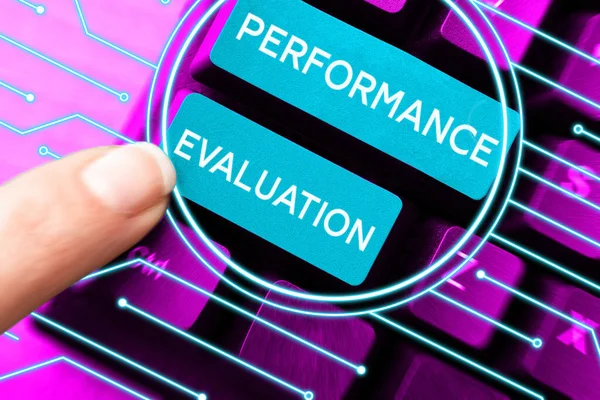Text Caption Presenting Performance Evaluation Business Approach Development Action Planning — Stockfoto