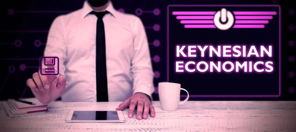 Tekst Bijschrift Presenteren Keynesiaanse Economie Zakelijke Aanpak Monetaire Fiscale Programma — Stockfoto