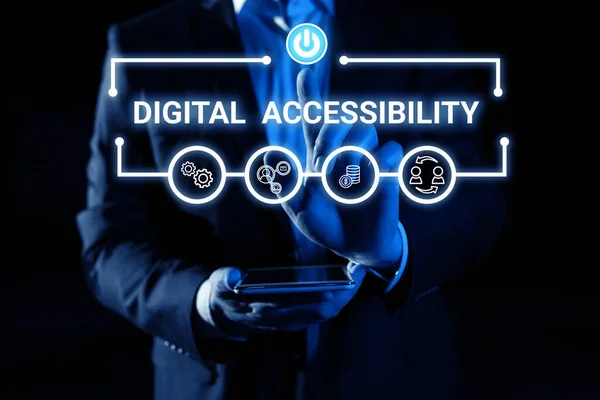 Text caption presenting Digital Accessibility, Word for electronic technology that generates stores and processes data