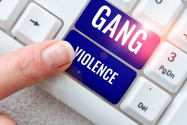 Legenda Conceitual Gang Violência Internet Violação Conceito Das Leis Causadas — Fotografia de Stock