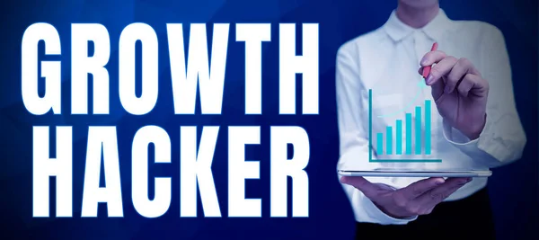 Tekst Pisma Ręcznego Growth Hacker Business Showcase Generalnie Zdobyć Jak — Zdjęcie stockowe
