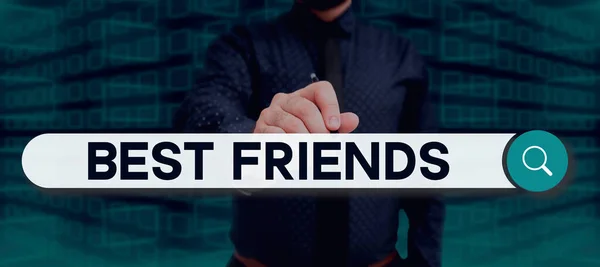 Κείμενο Που Δείχνει Έμπνευση Best Friends Business Concept Ένα Πρόσωπο — Φωτογραφία Αρχείου