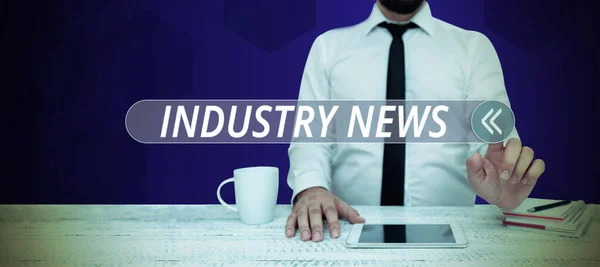 Kézírás Jel Industry News Concept Jelentése Műszaki Piaci Jelentés Manufacturing — Stock Fotó