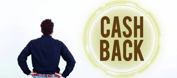 Cash Back Gösteren Bir Tabela Vitrini Teşviki Alıcılara Nakit Para — Stok fotoğraf