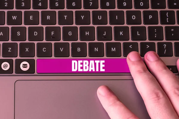 Sign Displaying Debate Concept Meaning Formal Discussion Particular Meeting Legislative — Stock Photo, Image